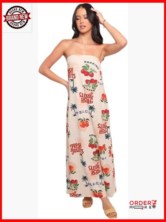 Dresses & Skirts - Maxi Dress with Adjustable Straps - A-Line Silhouette - Sleeveless - Pull On